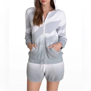 Barefoot Dreams Women’s Medium Zip Up Hoodie Cozy Chic Ultra Lite Ocean Ombre
